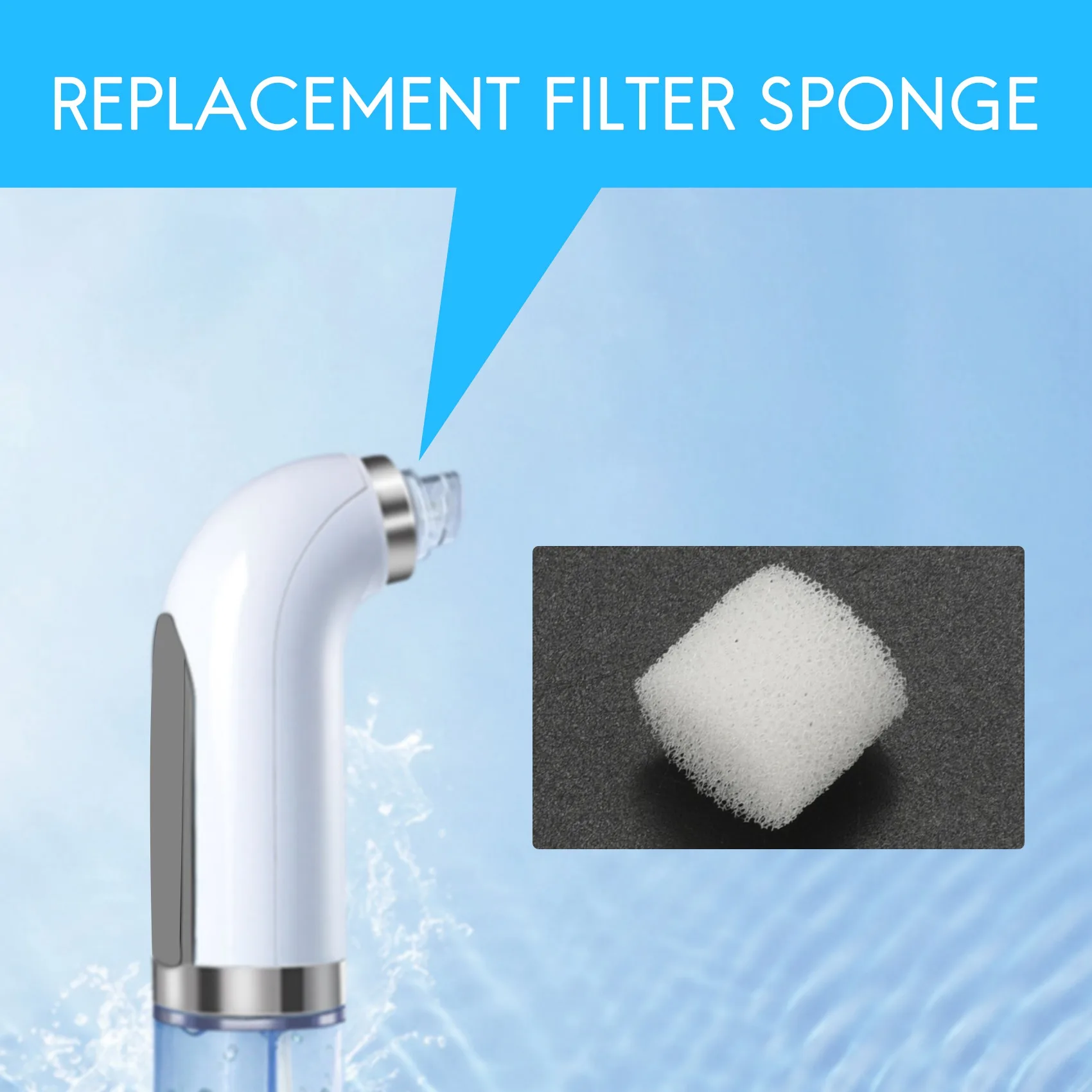 ฟองน้ำกรองเปลี่ยนขนาด 300 ชิ้น ใช้งานง่าย สำหรับเครื่องดูดสิวเสี้ยนและทำความสะอาดรูขุมขน