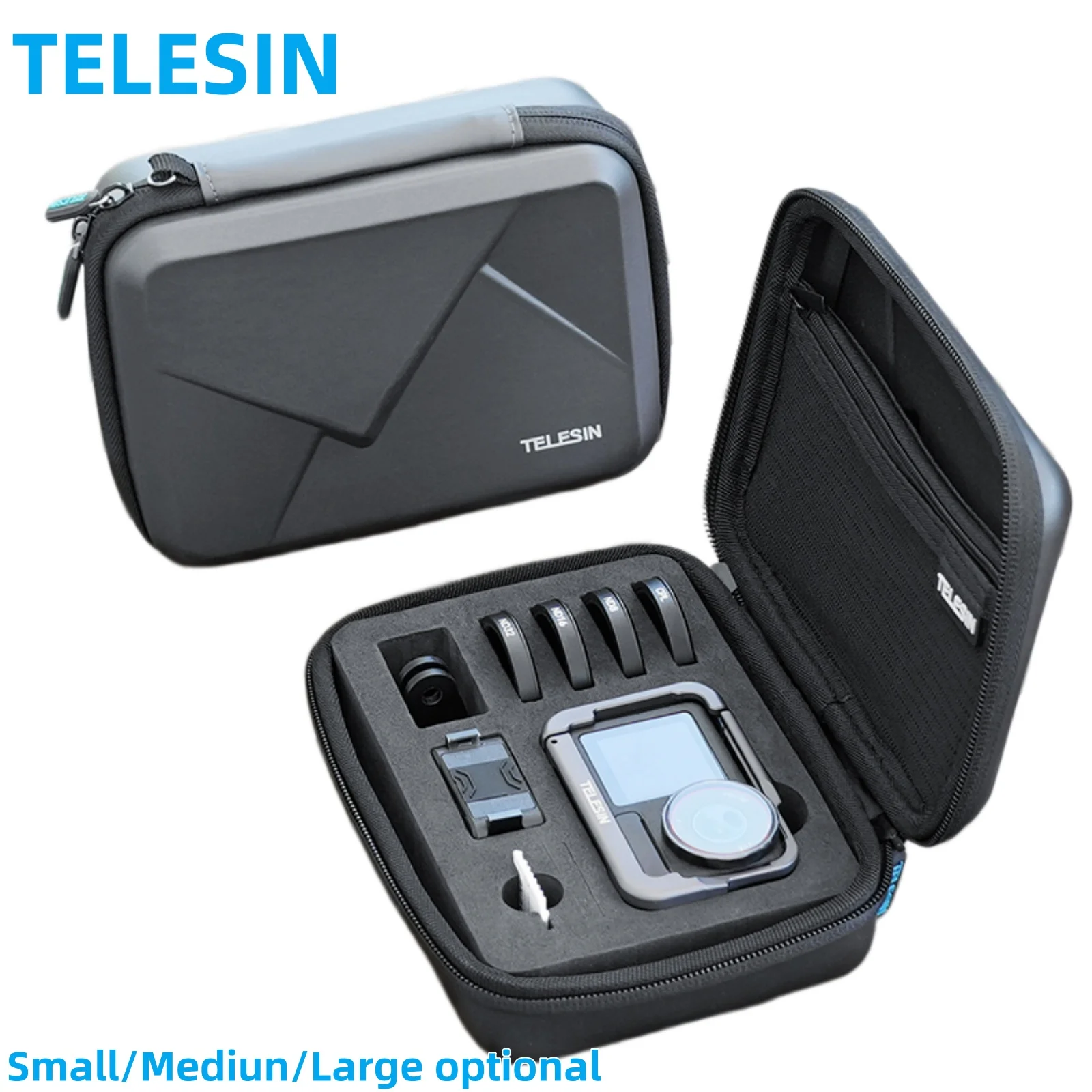

TELESIN Waterproof Storage Box Carrying Protective PU Bag For Action 5 Pro/4/3 Ace/Ace Pro/Ace Pro2/GoPro Hero Series Camera Bag