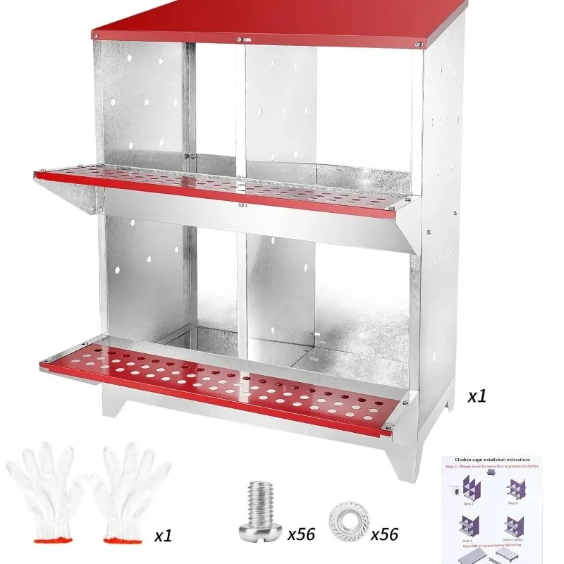 4-Hole egg laying box galvanized sheet rust-proof chicken nest box can be cleaned