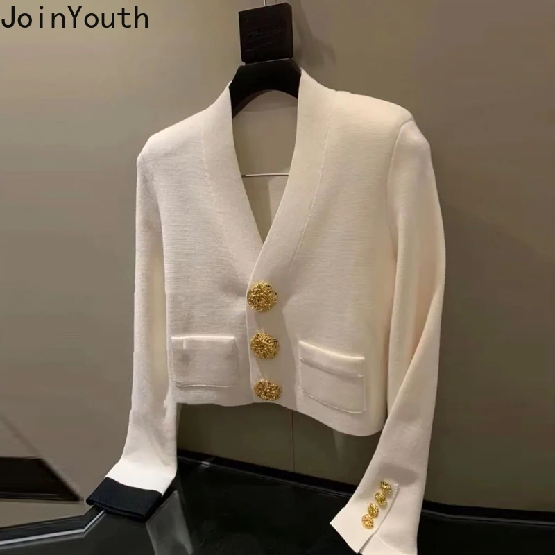 Temperament Pull Femme Korean Knitwear Sweater Coat 2023 Ropa Mujer Fashion Vintage Sueter Mujer Tunic Knitted Cropped Cardigan