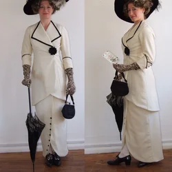 1900S Victorian Edwardian Suffragette Downton Abbey Cosplay Costume White Dress Titanic Rose Style Costume White Ball Gown