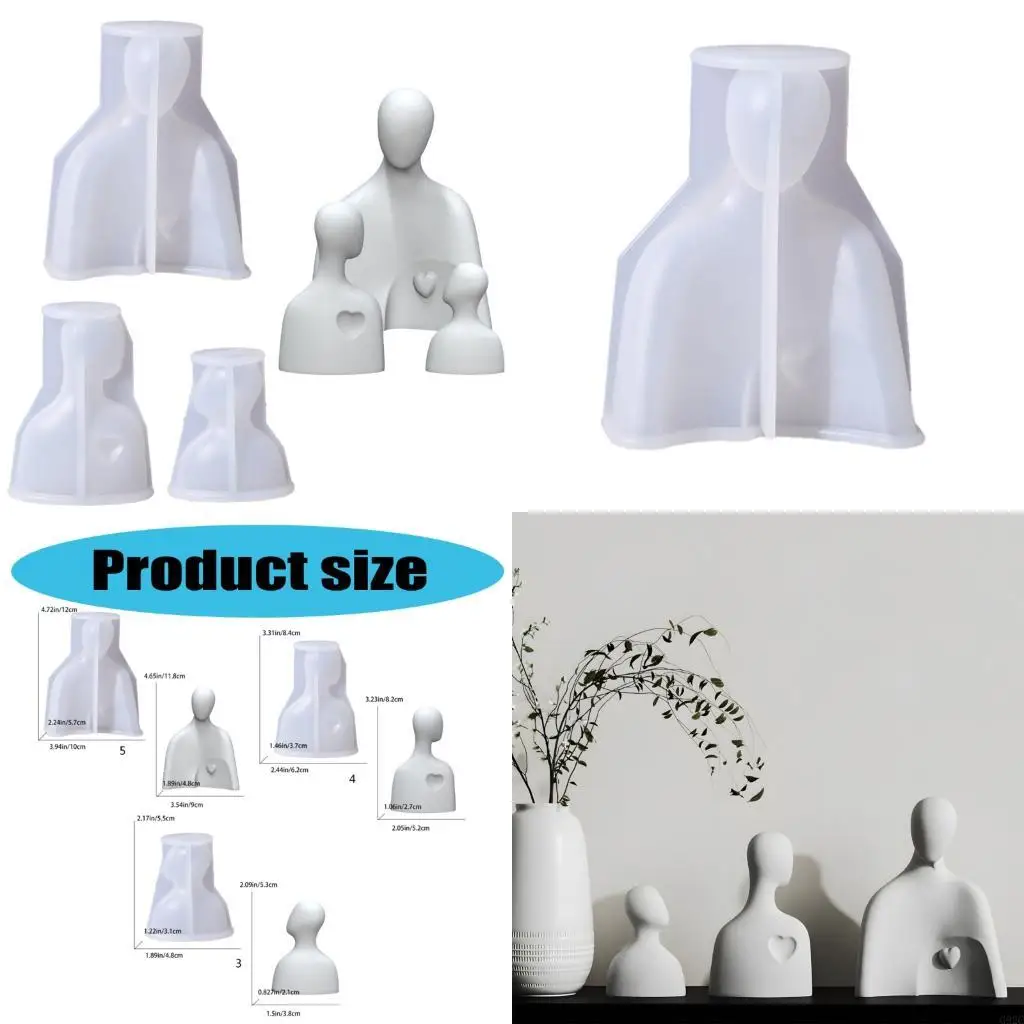 G92C Silicone Mold for Handmade Showcasing A Family Hug Dad Mom Child Portrait Resins Mould for DIY and Holiday Gift