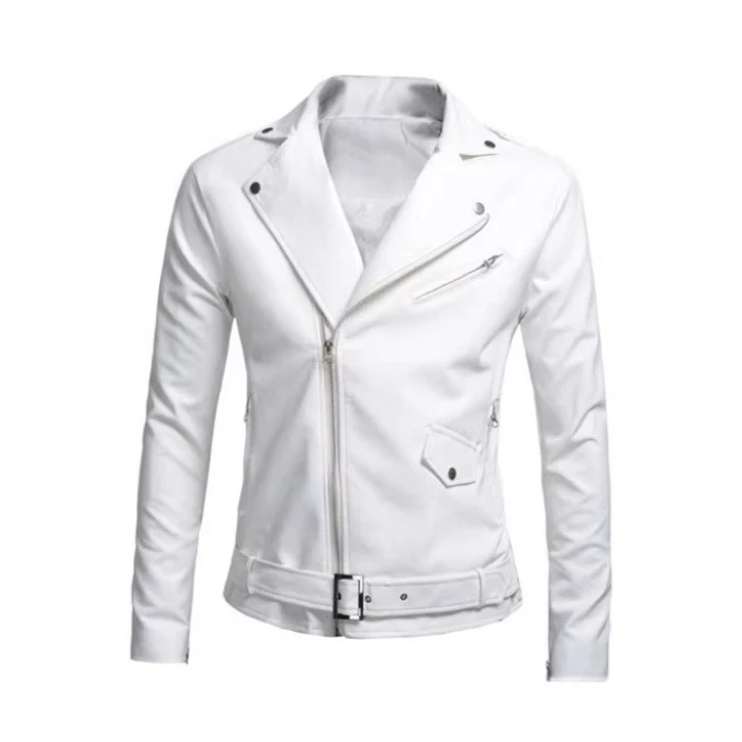 Jackets Men Faux Leather Motorcycle Jacket Zipper Turn Down Collar Belt Pockets Casual Slim Fit Full Sleeve Outerwear Work 2026
