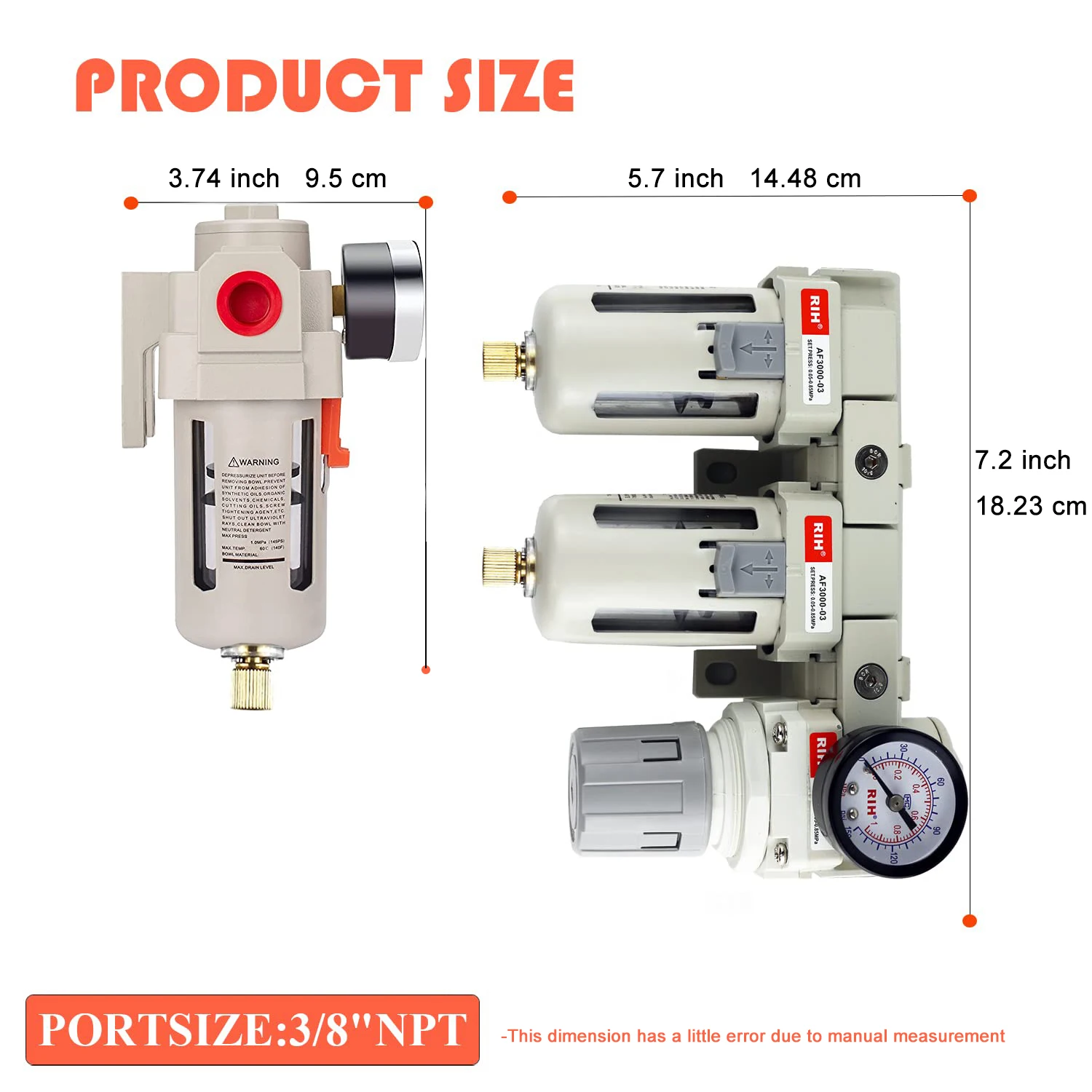 AC SMC FRL AC3110-03 Pneumatic Combination Unit Air Source Treatment Unit Pneumatic Filter Regulator Lubricator