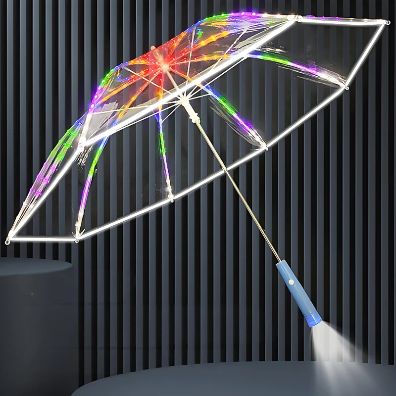 Creative Transparent LED Light Umbrella Luminous Plastic Fashion Umbrella for jazz dancer switch control performance props