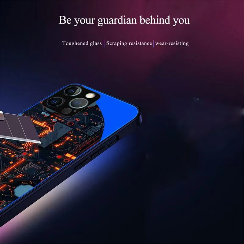 Leiterplatten-Kern-Design LED-Handyhülle Sprachgesteuerte Beleuchtung Handycover für iPhone Air 18 17 16 E 15 14 13 12 11 Pro Max – Detail 25