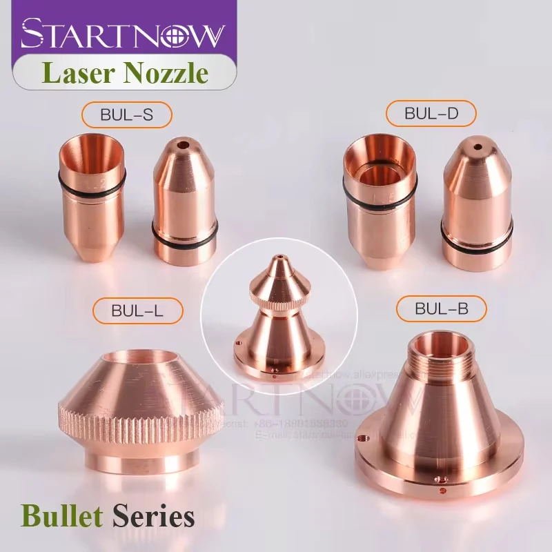 

Startnow Bullet Laser Nozzles For Lasermech Fiber Cutting Machine Head Jet With Raytools Lid Base Double Caliber 0.8 1.8 3.5 4.0