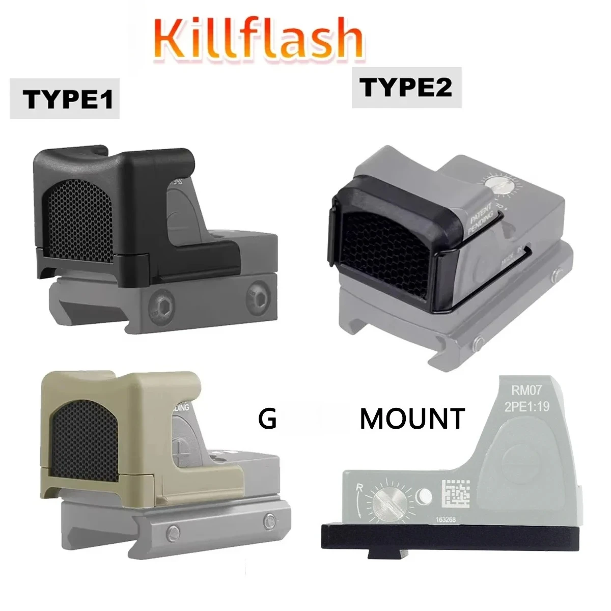 

Tactical Killflash Lens Cover RM Red Dot Sight Scope Protector Optical Hunting Pistol Rifle Vision Plastic Material G17 G19