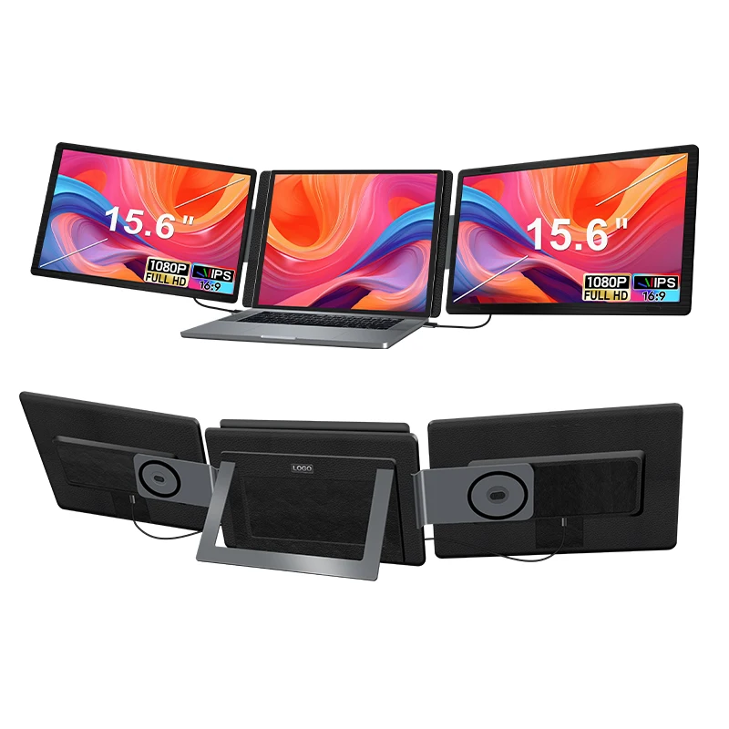 15.6” FHD IPS Portable Laptop Screen Extender Triple Monitor Detachable Magnetic Design USB-C Plug and Play
