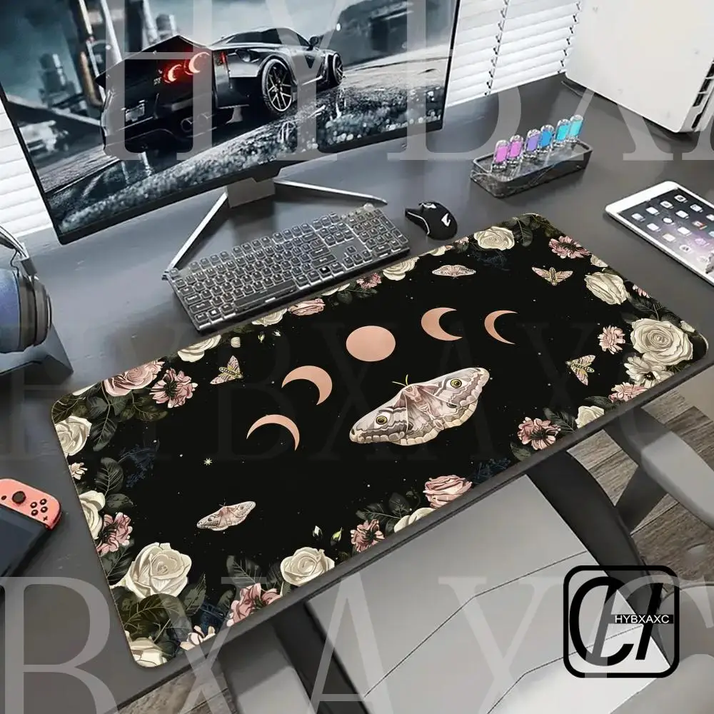 

Moon Phases Desk Mat Black Cottagecore Pale White Roses Butterflies Star Witchy Pagan Large Mousepad Occult Wicca HYBXAXC Xxl