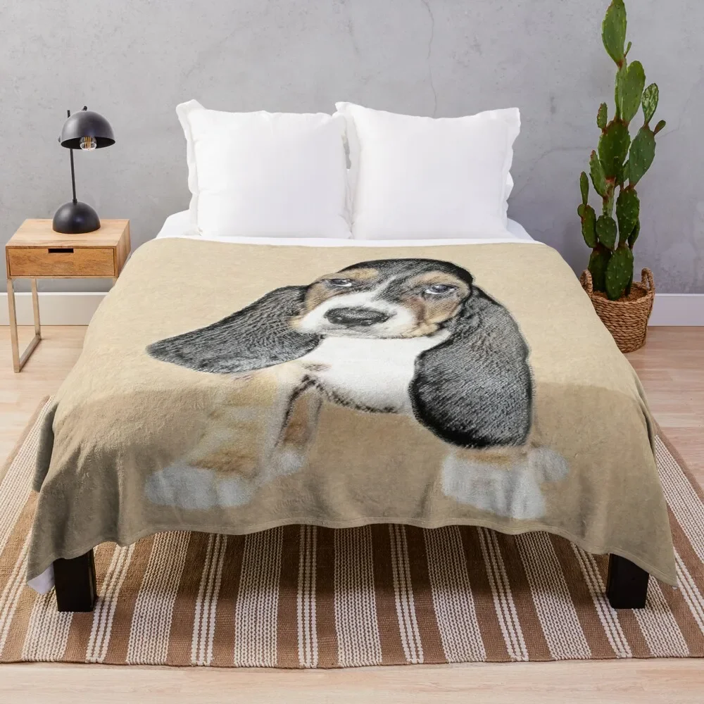 Basset Hound Puppy Throw Blanket funny gift for winter Blankets