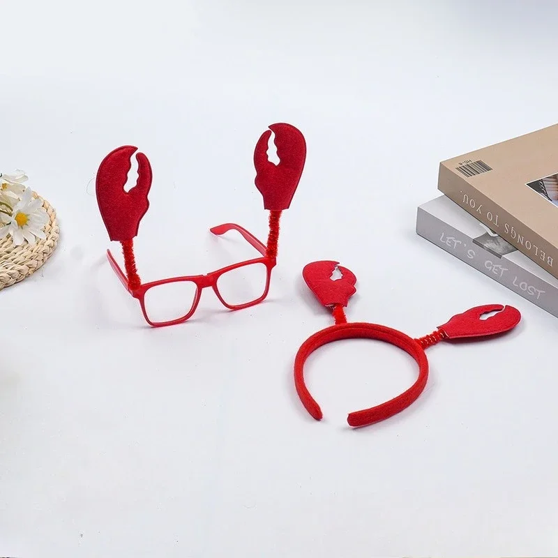 

10 шт., повязки на голову с когтями омара, очки в виде крабового глаза, солнцезащитные очки для Хэллоуина, нарядные вечеринки, морепродукты, красные