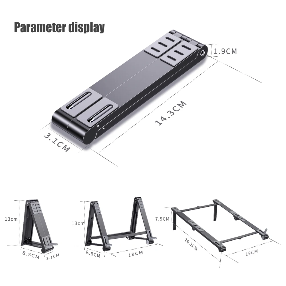 Oatsbasf Mini Laptop Holder Aluminum Adjustable Phone Stand For Macbook Pro Air iPad Notebook Tablet Holder 3 in1Portable Stand