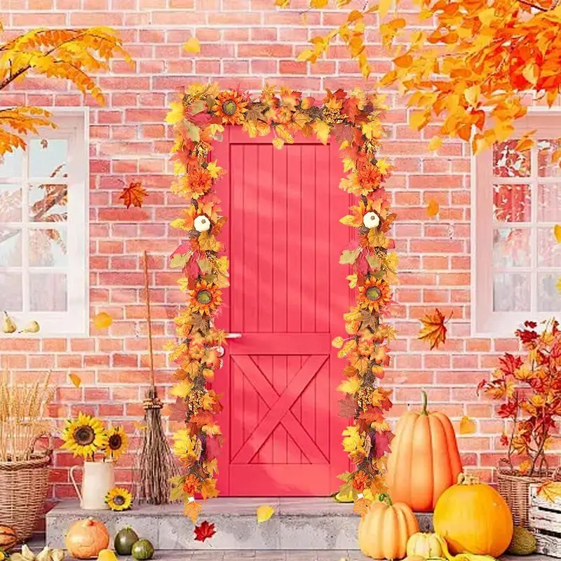 

Thanksgiving Rattan Decoration Thanksgiving Maple Leaves Wreath Decorations Autumn Hunging Vines Rattan Decoration For Balcony