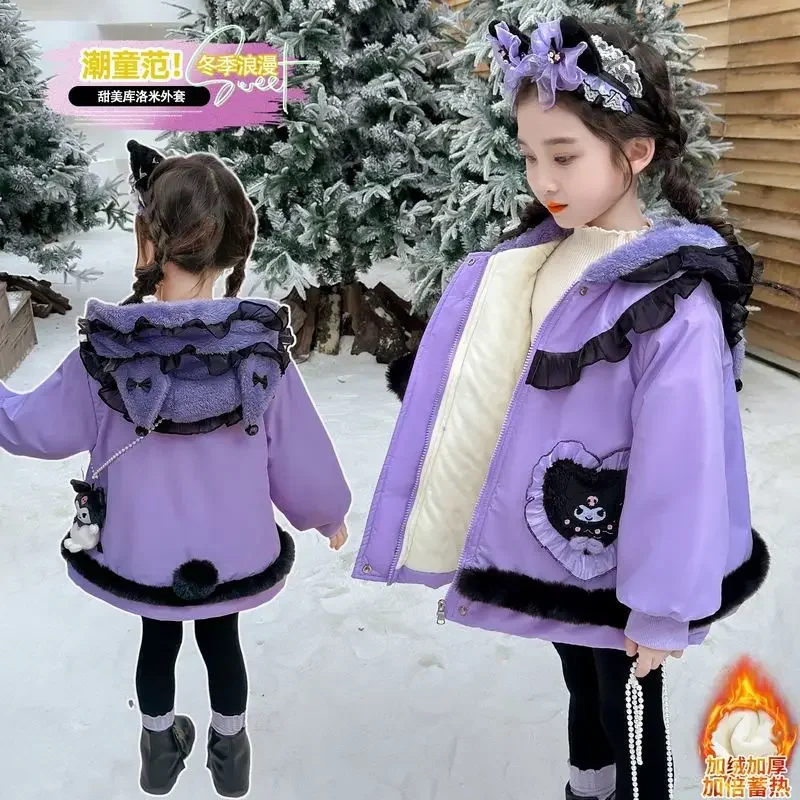 Süße Fleece Kawaii Sanrio Ins Mode Langarm Mantel Niedliche Cartoon Kuromi Baumwolle Jacke Dicke Kleidung Schöne Geschenke für Kinder