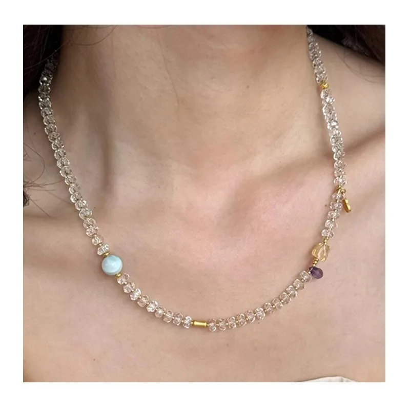 

Ice-transparent White Crystal Beaded Necklace, Multi-layer Stacked Bracelet, Women's Exquisite High-end Temperament, Versatile N