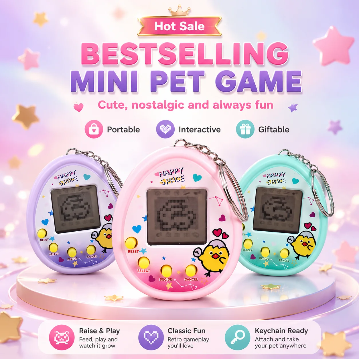 

Christmas Holiday Surprise Gift Retro Virtual Pet Game Keychain,Ideal Xmas Stocking Stuffer