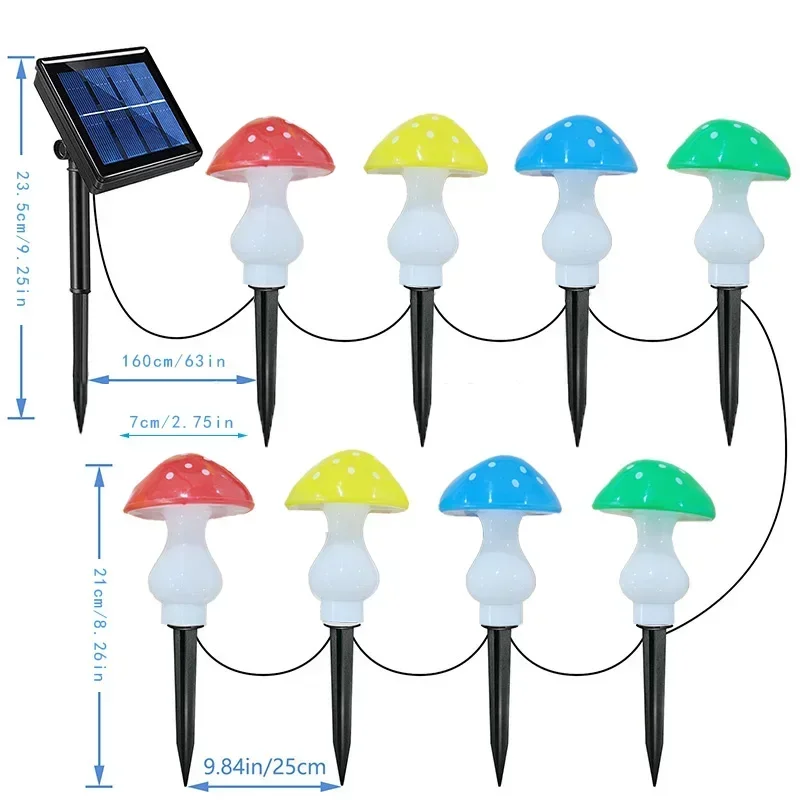 8 رئيس الشمسية الفطر مصباح حديقة حديقة التخييم ديكور خارجي LED الجنية ضوء مصباح الليل مقاوم للماء لتزيين حفلات الزفاف #5