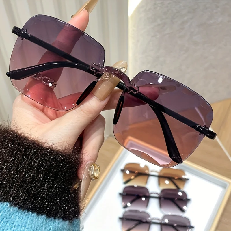 5 قطع من نظارات NBHDFashion المربعة بدون إطار، مناسبة للمشي لمسافات طويلة، عدسة مستطيلة من البولي كربونات لحفلات الشاطئ وStr