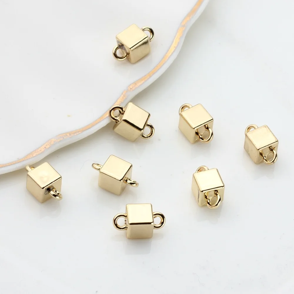 10 Pieces/Bag Cube Double Hanging Connector Pendant DIY Bracelets Earrings Necklaces Jewelry Accessories