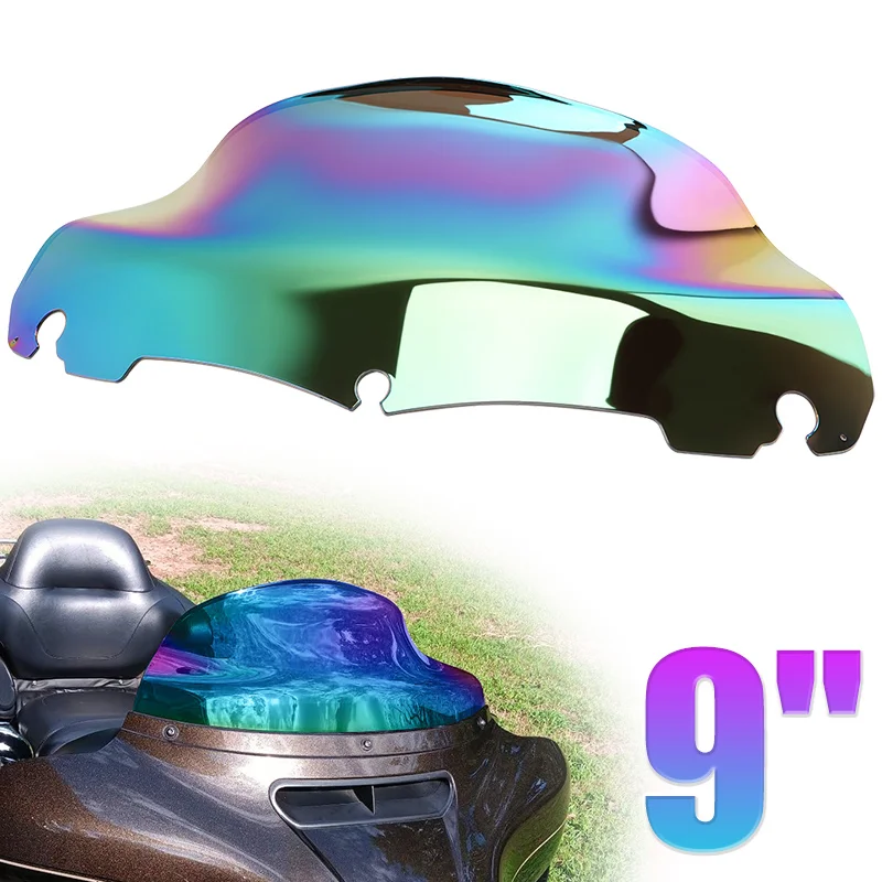 

Motorcycle Iridium 9" Cycle Wave Windshield Fairing Windscreen Cover For Harley Touring Electra Street Glide FLHX Bike 1996-2013