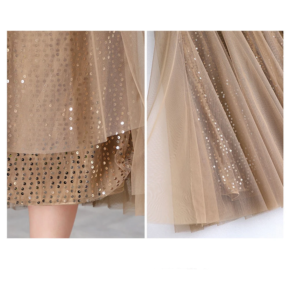 Abrikoos Mode Pailletten Rok Mode Pailletten Dames Rok Club Mode Dames Nieuwe collectie Normale kledinglengte