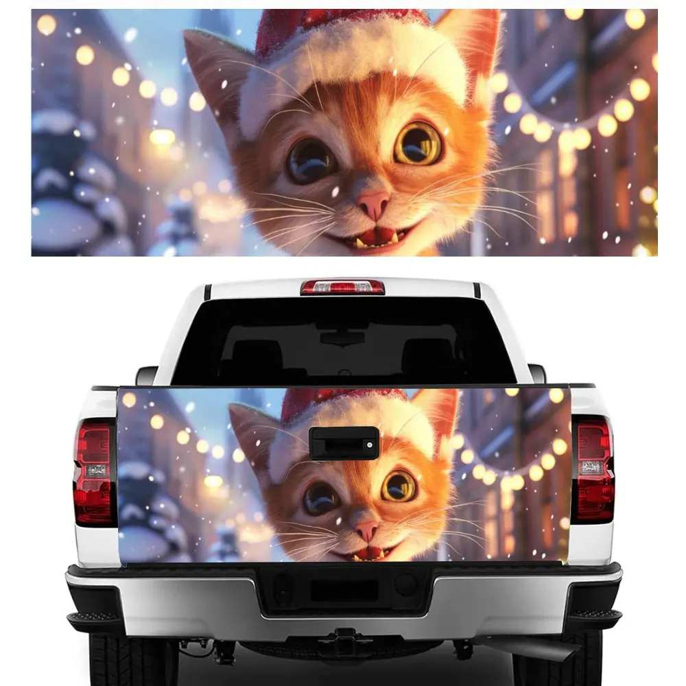 

Christmas Atmosphere Cat Print Car Tail Trunk Protect Vinly Decal Auto Accessories Hood Decoration Sticker for Off-road Pickup