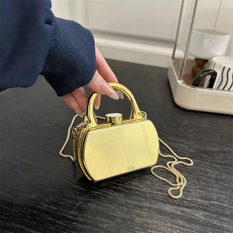 

2025 Mini Lipstick Clutch - Glossy Acrylic Box Purse with Chain Strap, Versatile Crossbody/Handheld