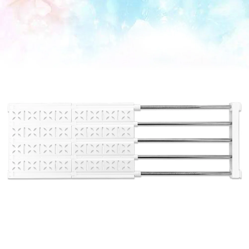 

Retractable Rack Shelf Plastic Steel Tube Adjustable Closet Clothes Organizer Storage Divider for Wardrobe Cupboard Home White
