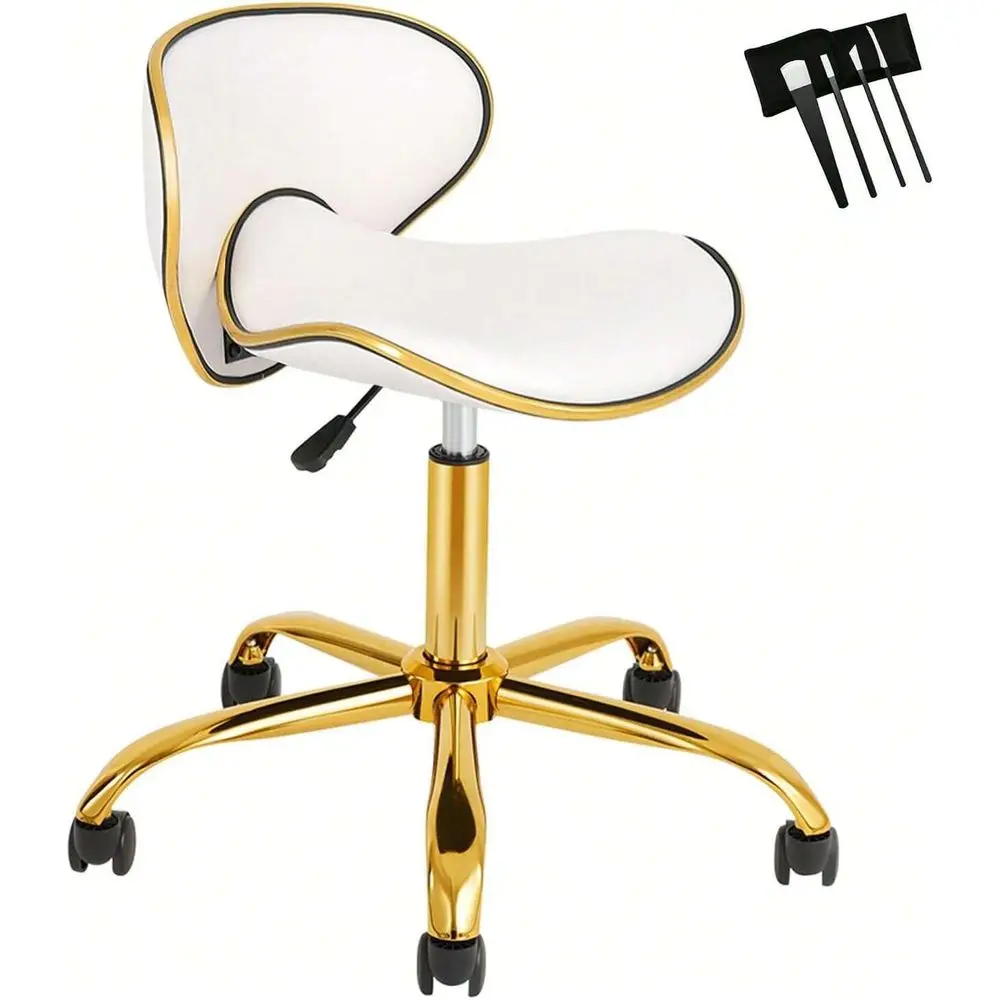 

Nail Tech Chair Rolling Stool With Backrest, Adjustable Height Stool For Salon, Lash, Nail Tech And Hair Stylist, Massage Tatto
