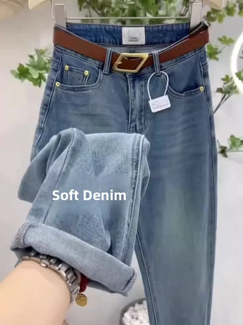 

Джинсы-шаровары больших размеров (до 300 фунтов) для женщин: с высокой талией, свободного кроя, эластичные, широкие штанины, укороченные (до щиколотки), в стиле «папины брюки», повседневные, стройнящие