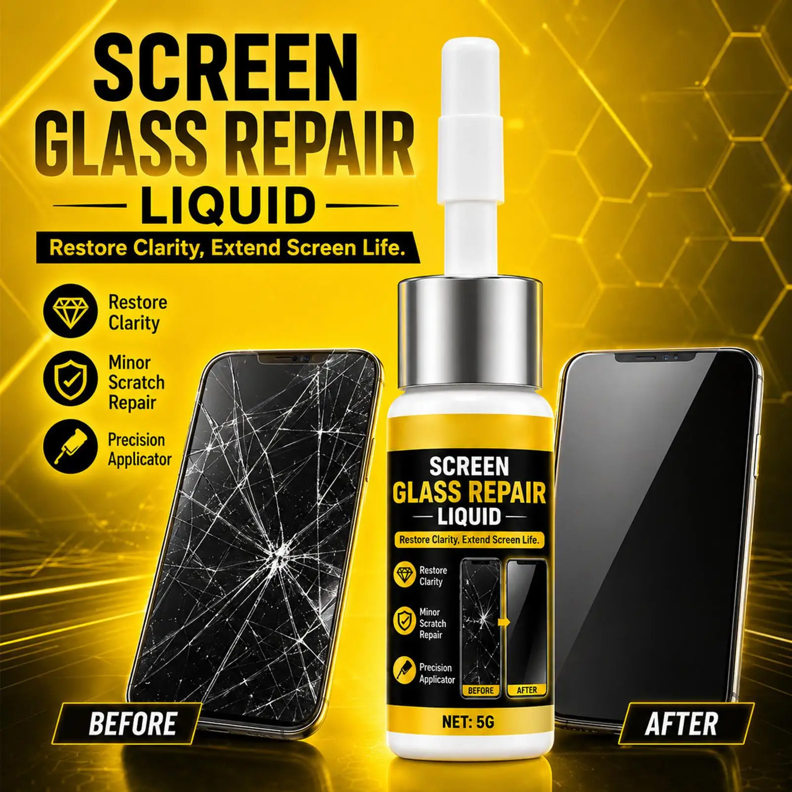 Universal Glass Screen Repair Liquid, Portable Quick Fix Fluid For Phone Tablet Smart Watch Display, Phone Screen Solution Care