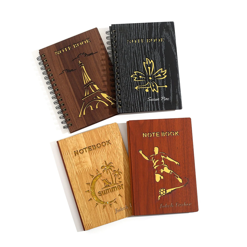 Carved Name Retro Wooden Notepad Creative Handbook A5 Notebook Can Be Used As Wedding Groomsmen and Bridesmaid Gifts