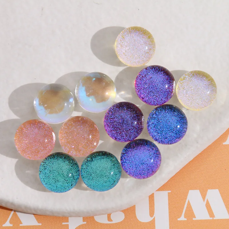 

DIY Jewelry Findings Glitter Bright Style Flatback Round Resin Cabochons Ornament Accessories Material Beading Craft 18mm 70pcs