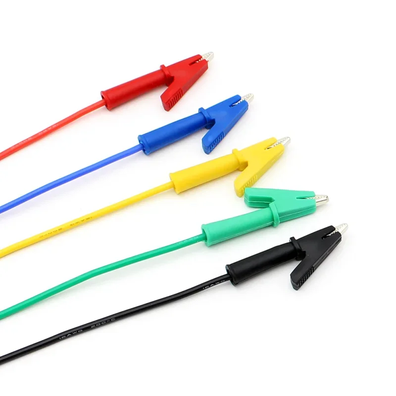 5pcs Highly flexible 16AWG silicone 4mm Stackable Banana Plug male to Crocodile Alligator Clip Test Probe Lead Wire Cable