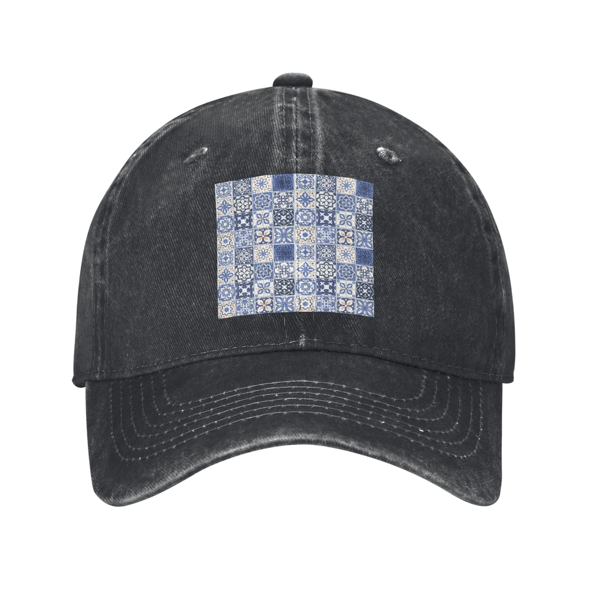 Blue Portuguese Tile Denim Cap Casual Baseball Caps Adjustable Hat Summer Unisex Baseball Hats