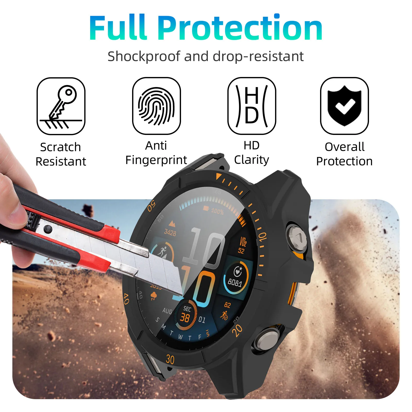Glass+PC Case for Garmin Fenix 8 51mm 47mm 43mm AMOLED Solar Screen Protector Tempered Glass Bumper Protective Cover Accessories