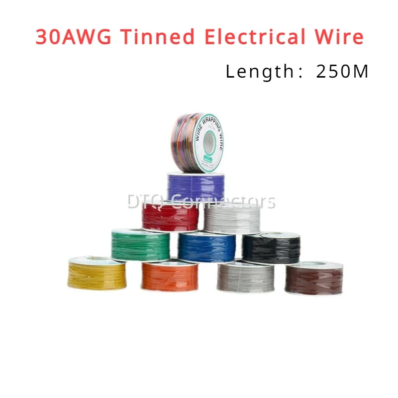 1 Roll 250M 30AWG silicone wire PCB Aviation Cable jumper wire Wrapping Flexible insulation Copper tin-plated Electrical Wires