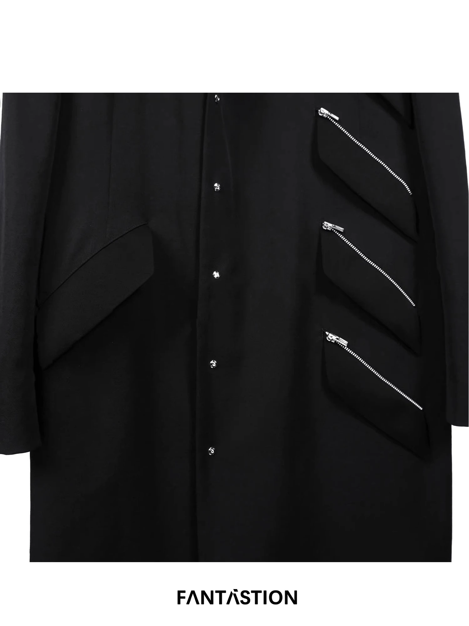FANTASTION Jackets man long coat zippers pockets Men trench coat oversize unusual jacket Men\'s coats blazers designer jackets