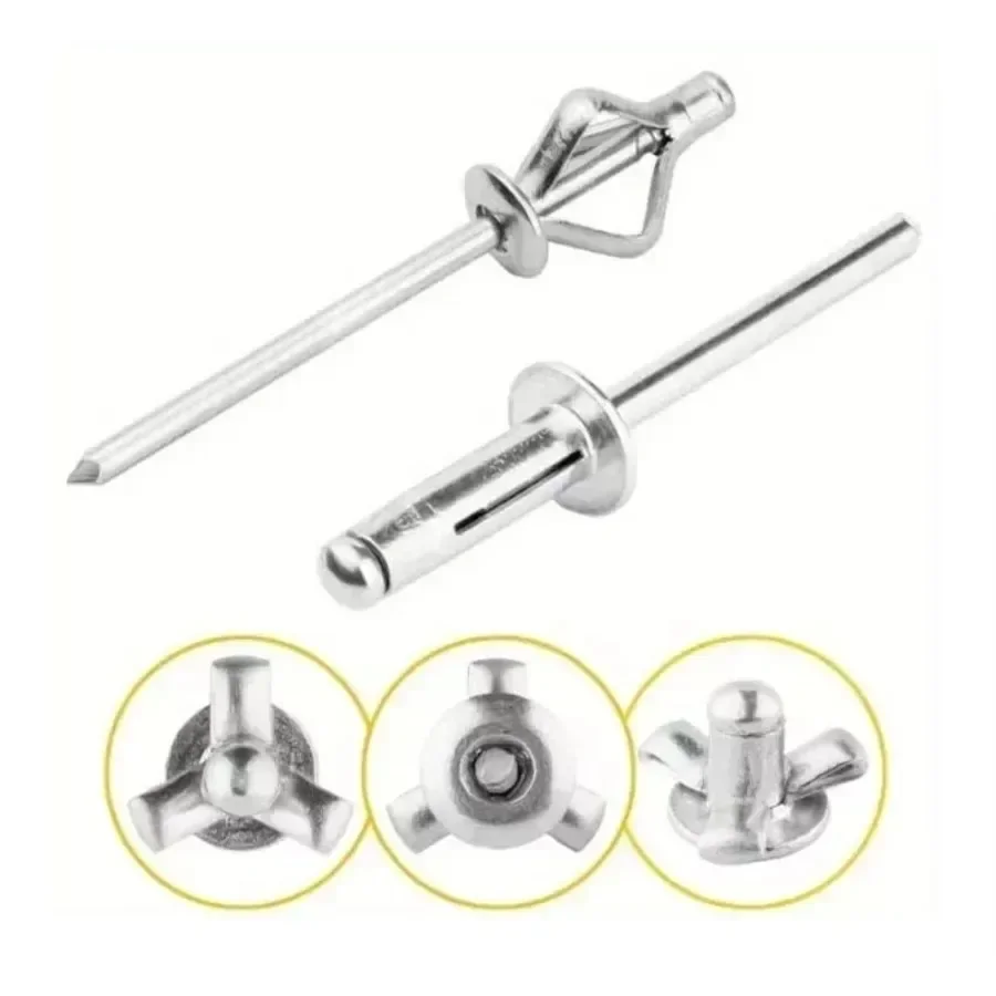 50 PZ Alluminio Grande Flangia Trifold Rivetti Ciechi Pop Blind Rivet Lampadina Strutturale In Alluminio Rivetti Interni Auto Aria Condizionata