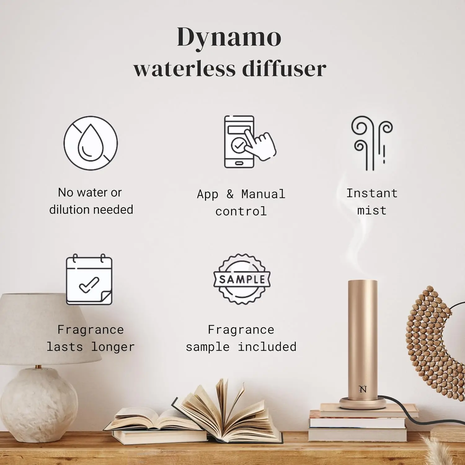 Dynamo Ential Oil Diffuser For Home With Fragrance Sample, App & Manual Control, Cold-Air Scent Diffusers For Home,Large Room,