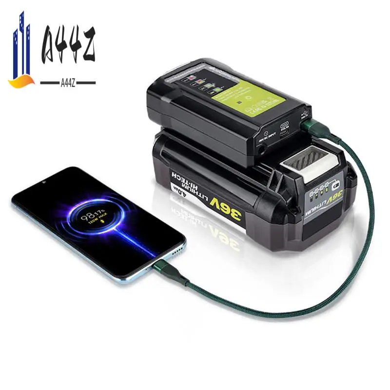 

A44Z-LED Adapter Only Adapter Black With USB For Ryobi 36-40V Battery LUB40V Charger Overcharge Protection With DC Emergency Lig