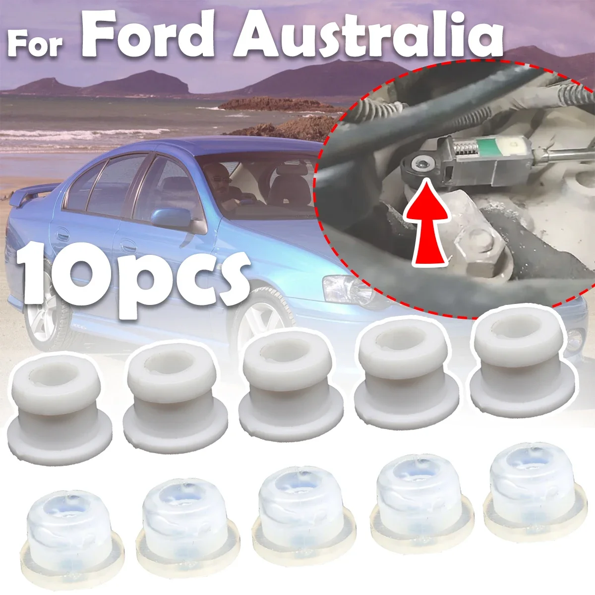 10X Shifter Cable Bushing For Ford Australia BA BF Falcon Escape FG FGX Falcon Gear End Connector Fix Sleeve Grommet Repair Kit