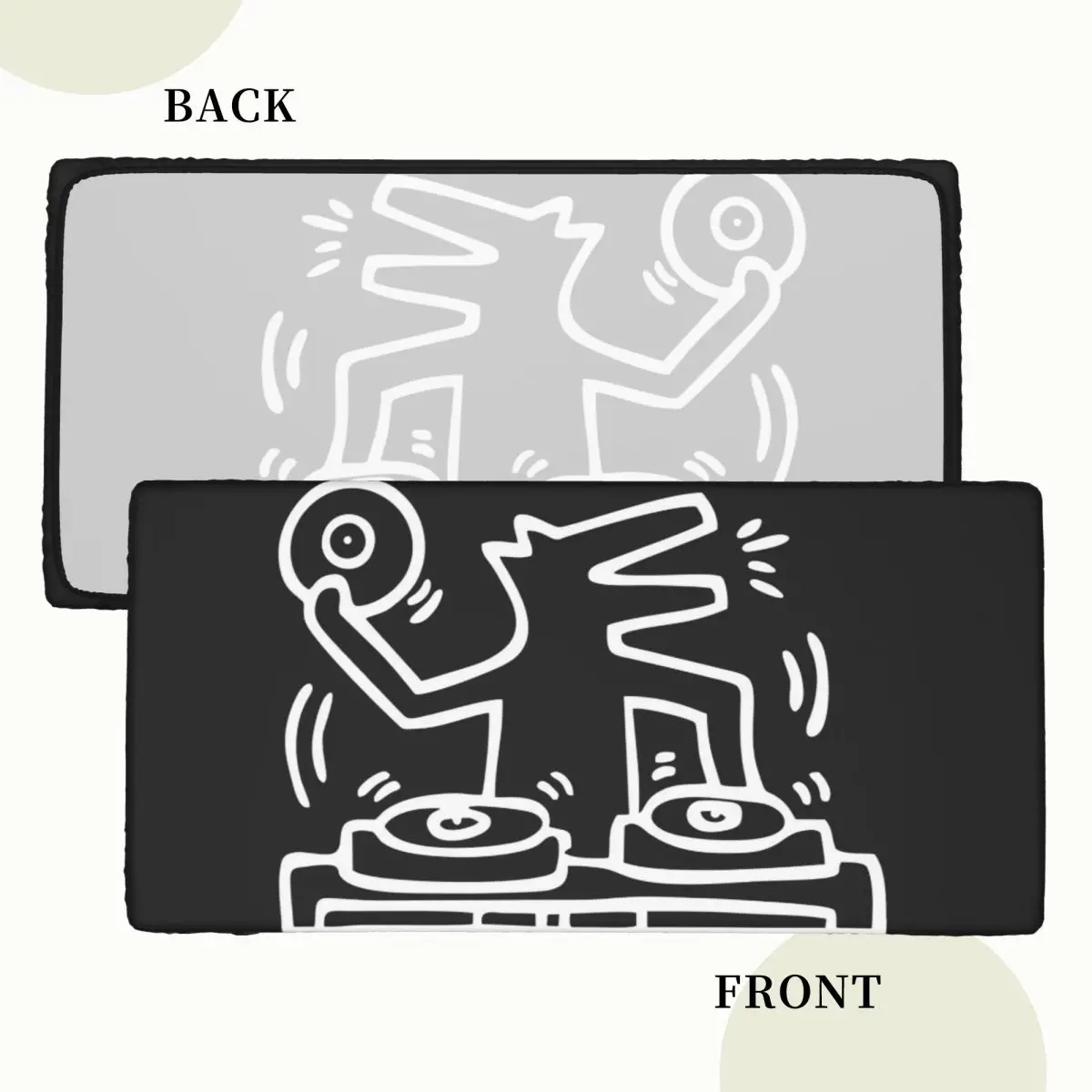 Dj Dog Kieth Animal Haring White Custom Rectangular Tablecloth Oilproof Table Cover for Dining Events Table Cloth
