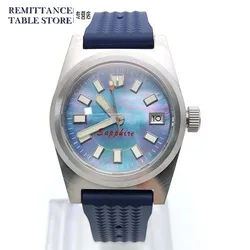 Men's Automatic Mechanical Watch NH35 Movement Sapphire Glass Blue Rubber Strap Brushed Case Men's Casual Fashion Watch