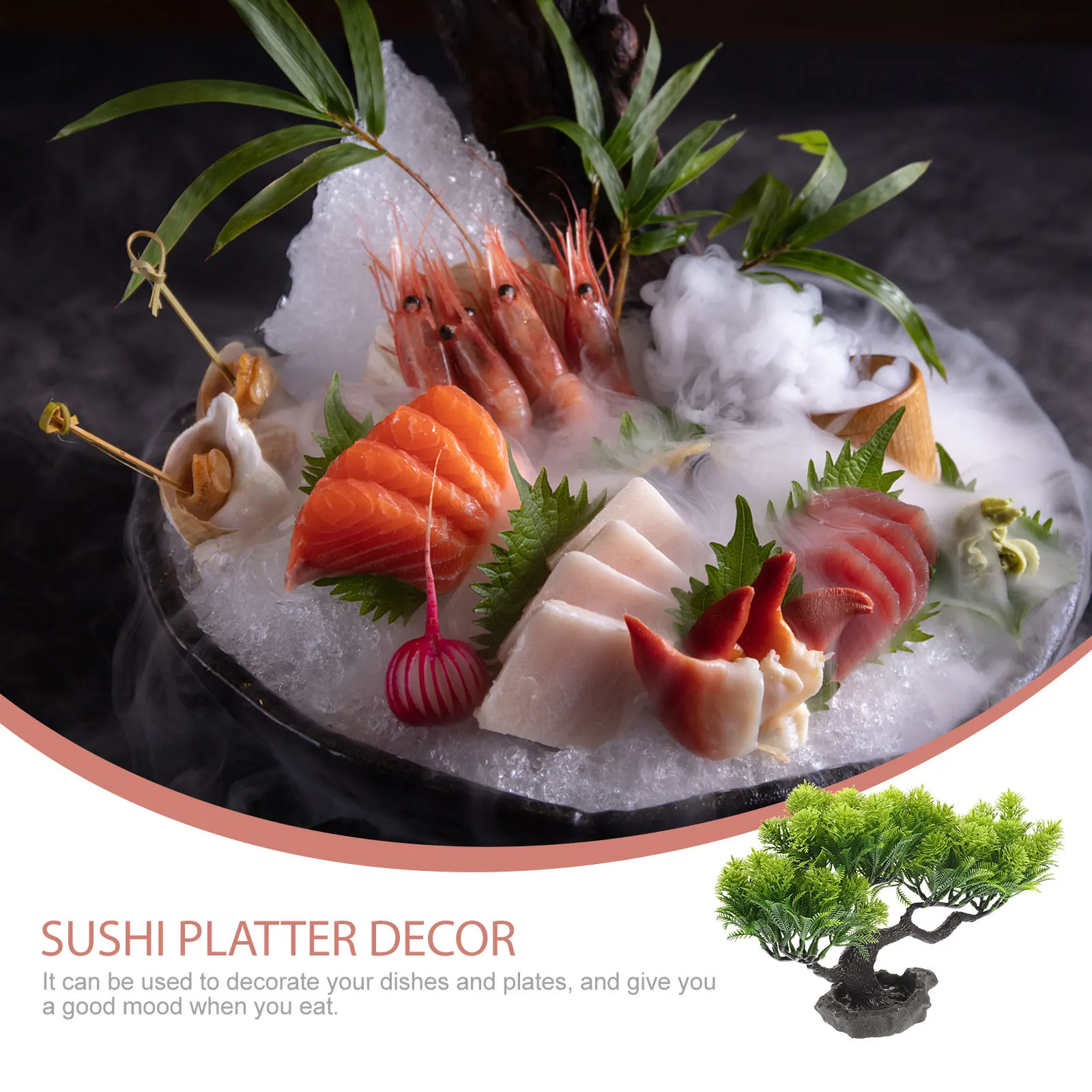 

Mini Pine Tree Sushi Plate Decor Artificial Evergreen for Sashimi Platter Japanese Restaurant Supply Cold Dish Ornament