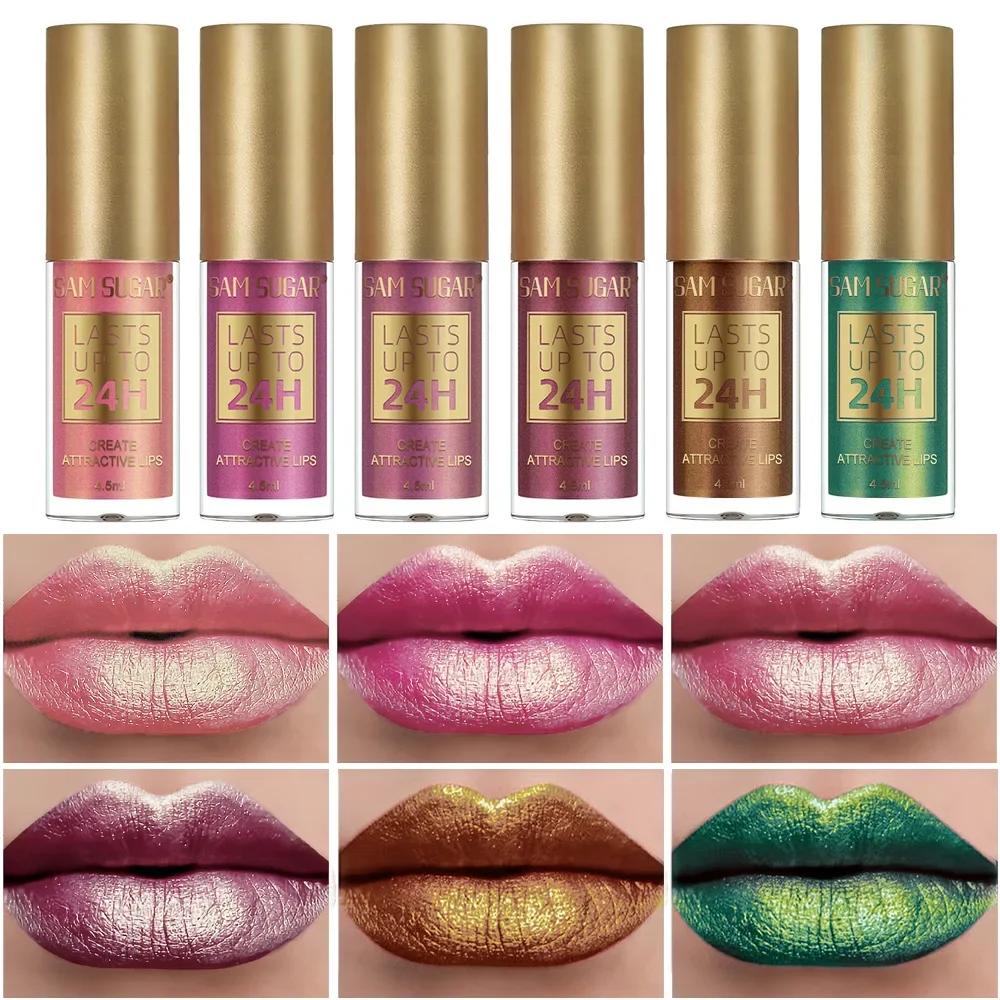 Chameleon Lip Gloss 6 Colors Long Lasting Waterproof Pearl Shine Non Stick Sweat Proof Lipstick For Women Makeup Cosmetics