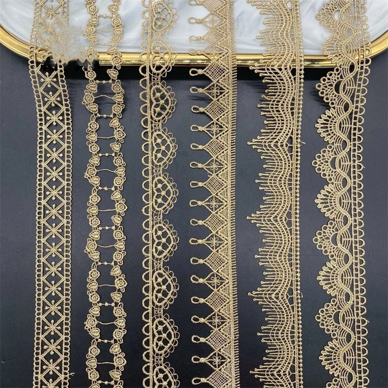 

1 ярдов золотая нить цветы Вышивка Кружева отделка ленты DIY Лолита юбка аксессуары для пошива одежды