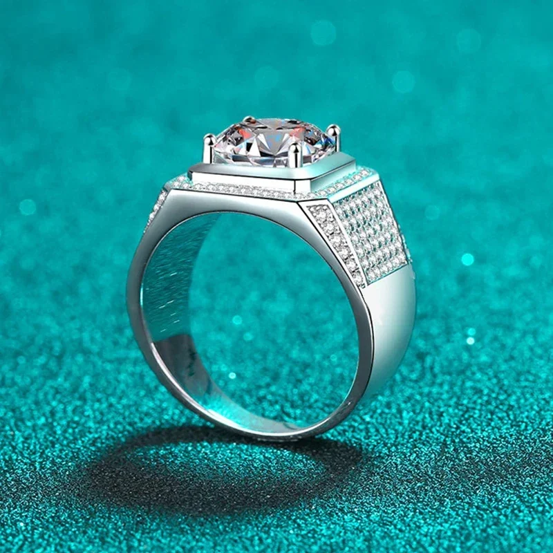 Imagem -03 - Neetim d Cor 10 Quilates Moissanite Anel para Homem S925 Prata Esterlina Chapeado com Ouro Branco Luxo Homem Anel de Casamento Jóias Finas