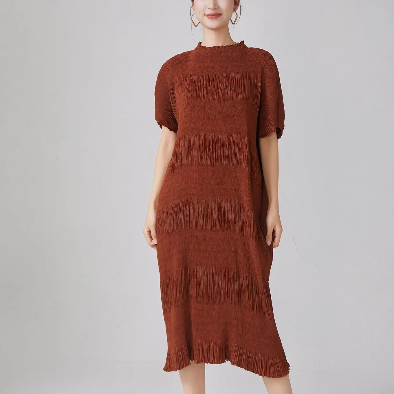 

Miyake Pleated Dresses Loose Temperament Models Women's Dresses Senior Sense Solid Colour Fashion Casual Women's 2025 Summer New